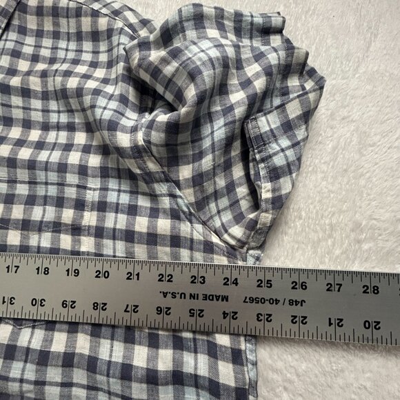 Untuckit Mens Wrinkle-Resistant Gingham Short Sleeve Linen Shirt XL Blue NWOT - Picture 7 of 8